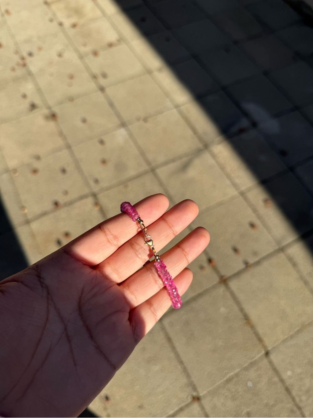14k Hot Pink Topaz Heishi Bracelet - Picture 11 of 12
